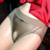 High-end women's satin silky light seamless lace open crotch panties