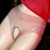 High-end women's satin silky light seamless lace open crotch panties